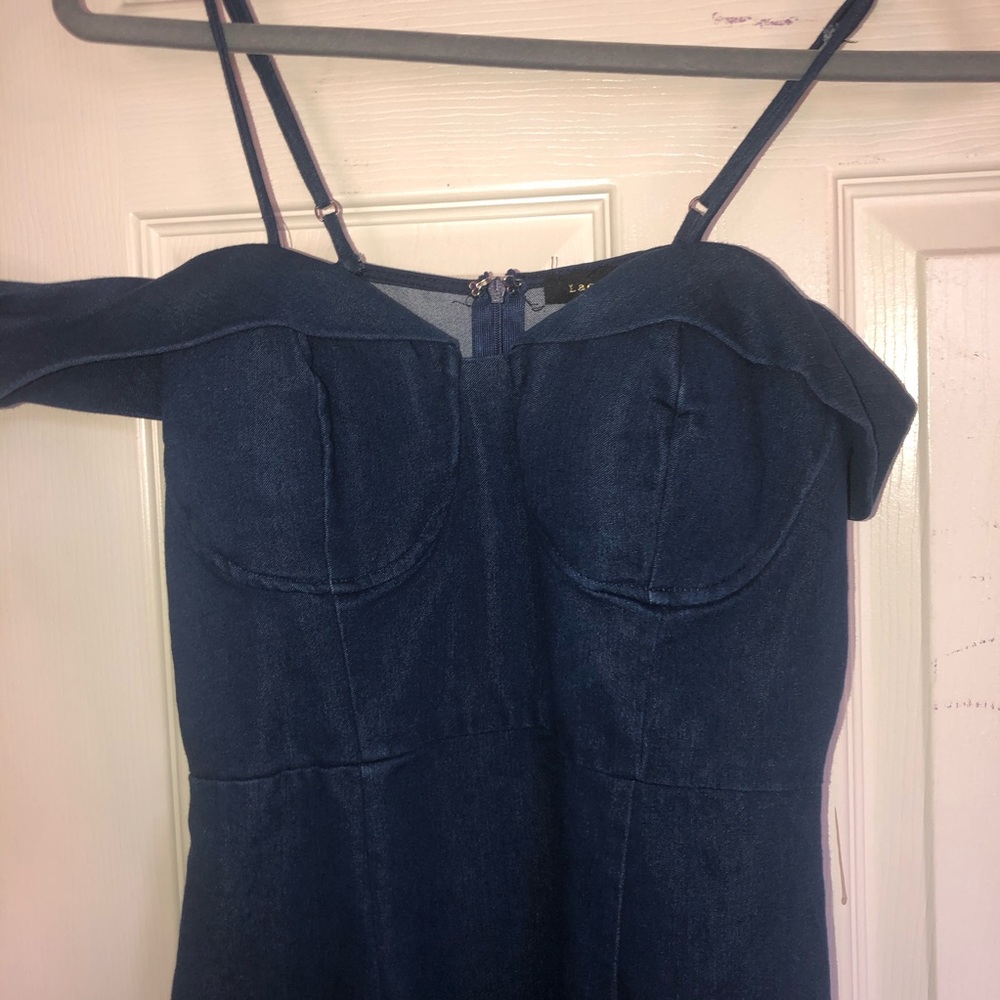 Lac Bleu Off the Shoulder Denim Minidress - Picture 7 of 11